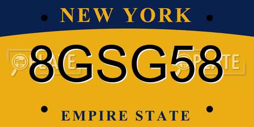 8GSG58 New York License Plate