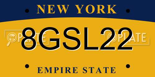8GSL22 New York License Plate