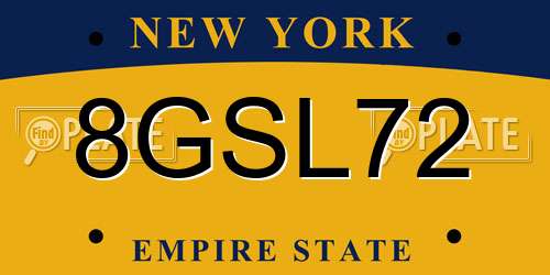 8GSL72 New York License Plate
