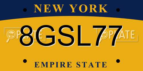 8GSL77 New York License Plate