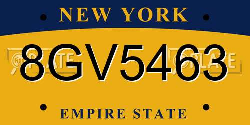 8GV5463 New York License Plate