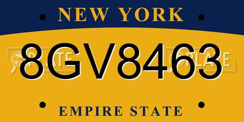 8GV8463 New York License Plate