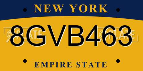 8GVB463 New York License Plate