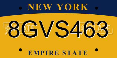 8GVS463 New York License Plate