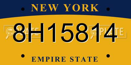 8H15814 New York License Plate