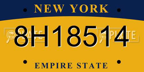 8H18514 New York License Plate