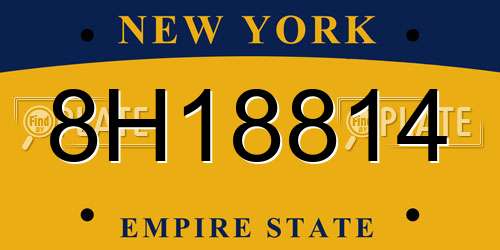 8H18814 New York License Plate