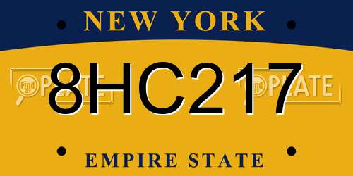 8HC217 New York License Plate