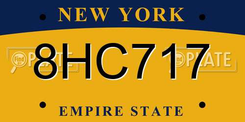 8HC717 New York License Plate