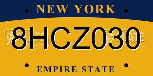 8HCZ030 New York License Plate