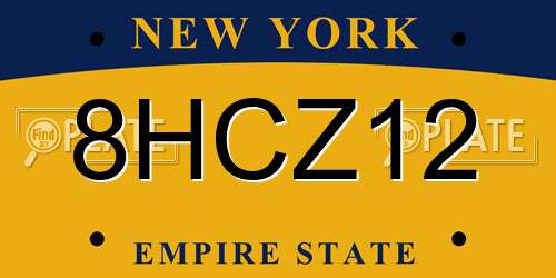 8HCZ12 New York License Plate