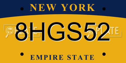 8HGS52 New York License Plate