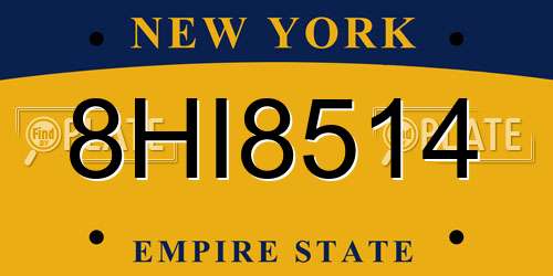 8HI8514 New York License Plate