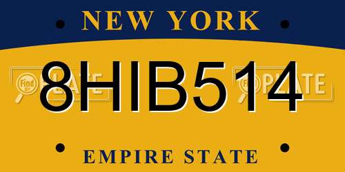 8HIB514 New York License Plate