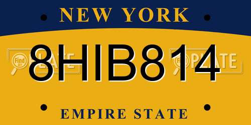 8HIB814 New York License Plate