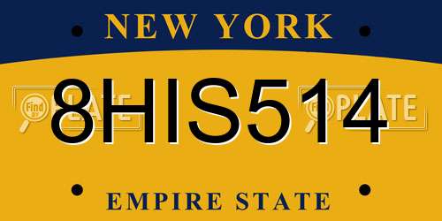 8HIS514 New York License Plate
