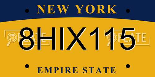 8HIX115 New York License Plate