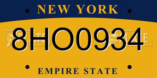 8HO0934 New York License Plate