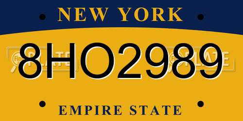 8HO2989 New York License Plate