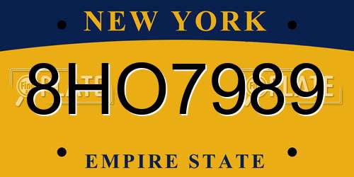 8HO7989 New York License Plate
