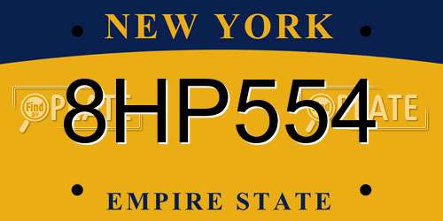8HP554 New York License Plate