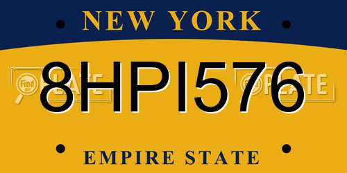 8HPI576 New York License Plate