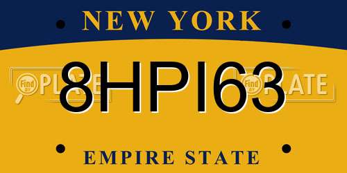 8HPI63 New York License Plate