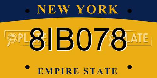 8IB078 New York License Plate