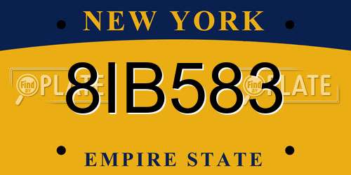 8IB583 New York License Plate
