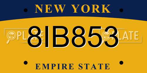 8IB853 New York License Plate