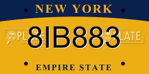 8IB883 New York License Plate