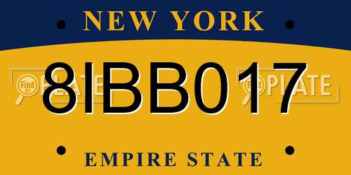 8IBB017 New York License Plate
