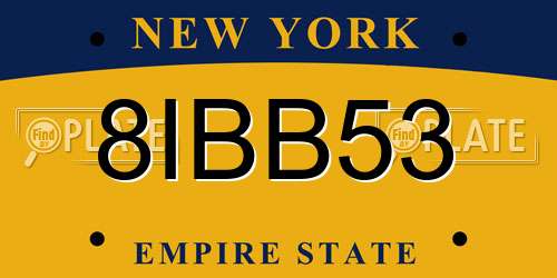 8IBB53 New York License Plate