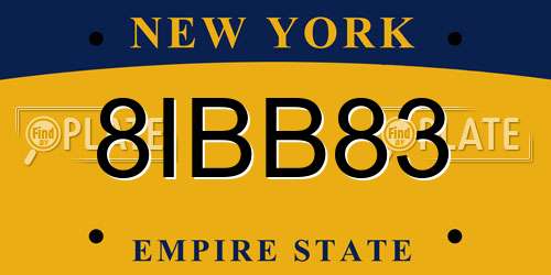 8IBB83 New York License Plate