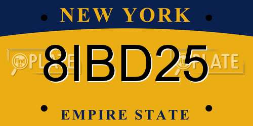 8IBD25 New York License Plate