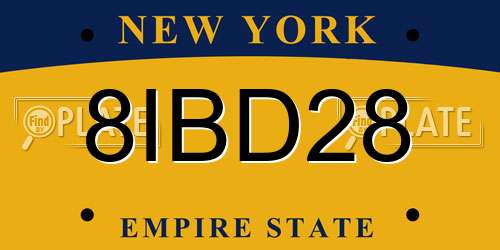 8IBD28 New York License Plate