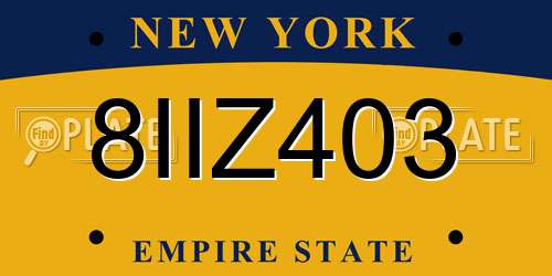 8IIZ403 New York License Plate