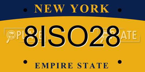 8ISO28 New York License Plate