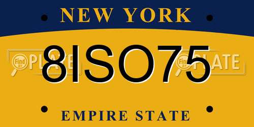 8ISO75 New York License Plate
