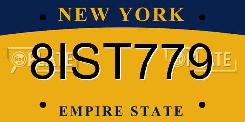 8IST779 New York License Plate