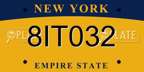 8IT032 New York License Plate