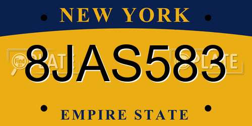8JAS583 New York License Plate