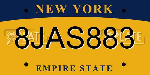 8JAS883 New York License Plate