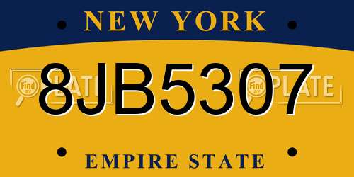 8JB5307 New York License Plate