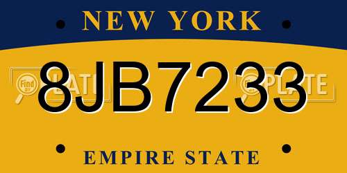 8JB7233 New York License Plate