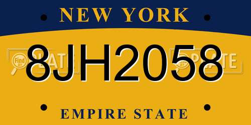 8JH2058 New York License Plate