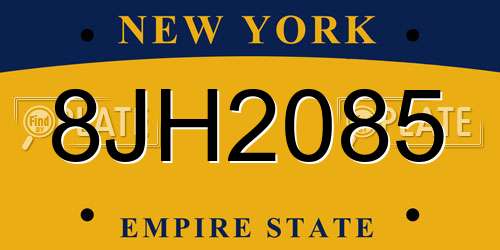 8JH2085 New York License Plate