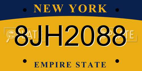 8JH2088 New York License Plate