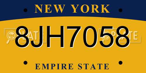 8JH7058 New York License Plate