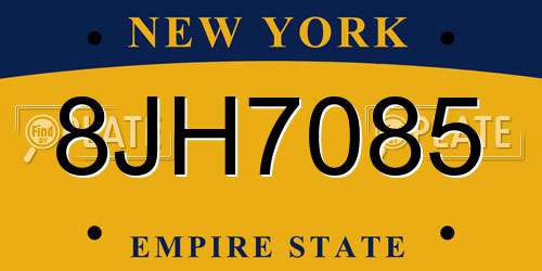 8JH7085 New York License Plate